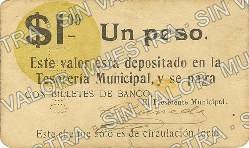 1 peso, Presidencia Municipal (M3906), M3906 $1 Presidencia Municipal, anverso