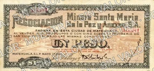 1 peso, Santa María de la Paz (M3676), anverso