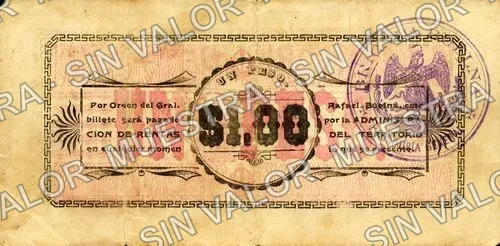 1 peso, Territorio de Tepic (M3264), reverso
