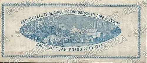 1 peso, Tesorería de la Federación (M1088), M1088 $1 Tesorería de la Federación, reverso