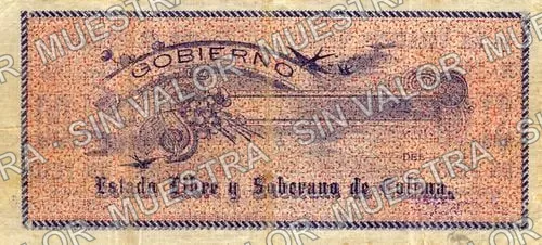 1 peso, Tesorería General del Estado (M1208), M1208a $1 Tesorería General del Estado, reverso