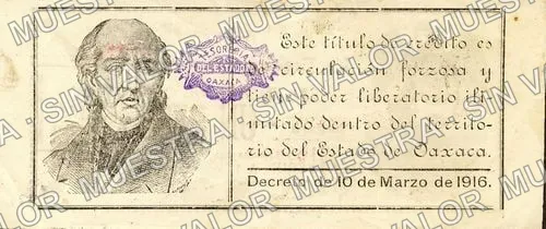 1 peso, Tesorería General first printing (M3369), reverso (M3369b $1 Tesorería General second printing)