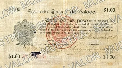 1 peso, Tesorería General (M1649), anverso