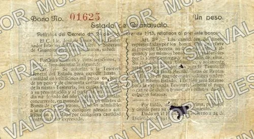 1 peso, Tesorería General (M1649), reverso
