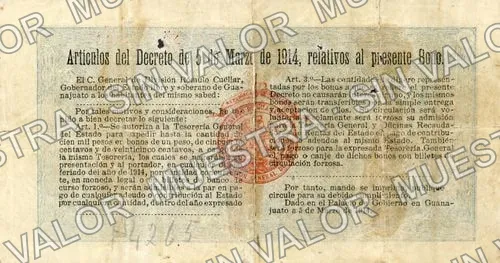 1 peso, Tesorería General (M1653), M1653 $1 Tesorería General, reverso