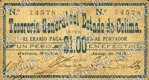 1 peso, Tesorería Gral. del Estado (M1197), anverso