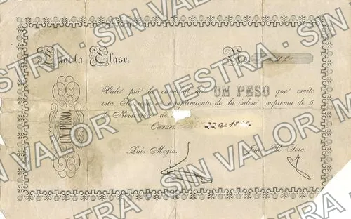 1 peso, Tesorería (M39), anverso