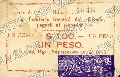 1 peso, Zimapán (M2077), M2077b $1 Zimapán, anverso