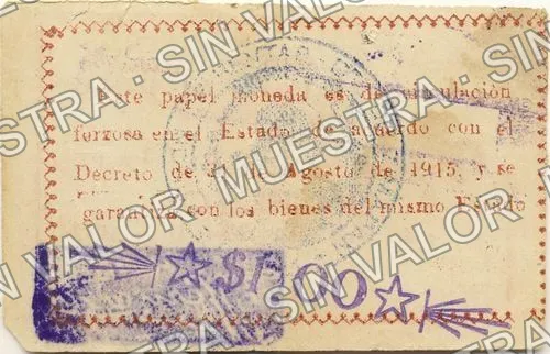 1 peso, Zimapán (M2077), M2077b $1 Zimapán, reverso