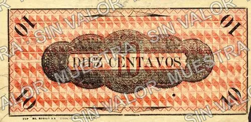 10 centavos, Alfonso Amoros (M3998), reverso