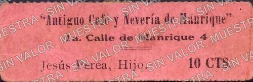 10 centavos, Antiguo Café y Nevería de Manrique (M1281), M1281 10c Antiguo Café y Nevería de Manrique, anverso