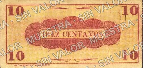 10 centavos, Antonio Viveros (M4001), M4001 10c Antonio Viveros, reverso