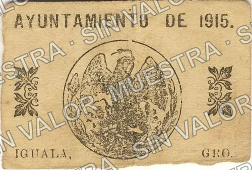 10 centavos, Ayuntamiento de 1915, Iguala (M1946), reverso (M1946c 10c Ayuntamiento de 1915, Iguala)