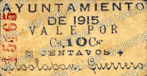 10 centavos, Ayuntamiento de 1915, Teloloapan (M1966), anverso (M1966 10c Ayuntamiento de 1915, Teloloapan)