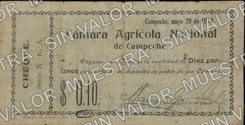10 centavos, Cámara Agrícola Nacional de Campeche (M858), anverso