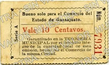 10 centavos, Cámara de Comercio (M1670), reverso