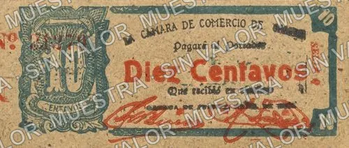 10 centavos, Cámara de Comercio (M3441), anverso (M3441a 10c Cámara de Comercio)