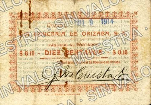 10 centavos, Cámara Nacional de Comercio (M4059), anverso