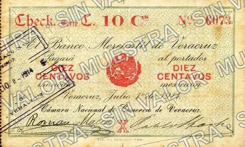 10 centavos, Cámara Nacional de Comercio (M4102), anverso