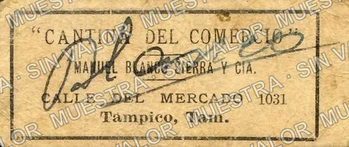 10 centavos, Cantina del Comercio (M3926), M3926 10c Cantina del Comercio, anverso
