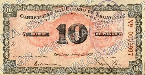10 centavos, Carreteras del Estado de Zacatecas (M4506), anverso