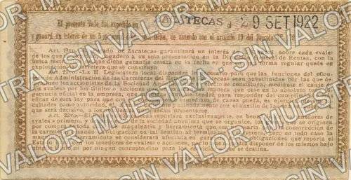 10 centavos, Carreteras del Estado de Zacatecas (M4506), reverso