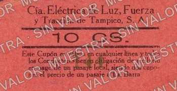 10 centavos, Cía. Eléctrica de Luz, Fuerza y Tracción (M3917), M3917a 10c Cía. Eléctrica de Luz, Fuerza y Tracción, anverso