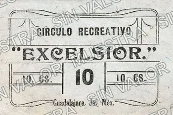 10 centavos, Círculo Recreativo "Excelsior" (M2512), M2512 10c Círculo Recreativo "Excelsior", anverso