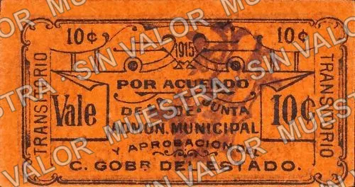 10 centavos, Ciudad González (M1621), M1621 10c Ciudad González, reverso