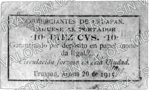 10 centavos, Comerciantes de Uruapan (M3100), anverso