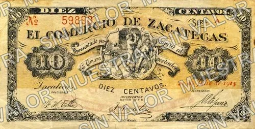 10 centavos, Comercio de Zacatecas (M4218), anverso