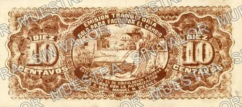 10 centavos, Comercio y Agricultores de Lagos (M2565), M2565c 10c Comercio y Agricultores de Lagos, reverso