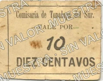 10 centavos, Comisaría, Tonalapa del Sur (M1876), anverso