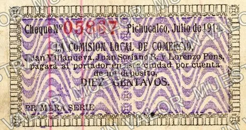 10 centavos, Comision Local de Comercio (M887), anverso
