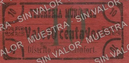 10 centavos, Comonfort (M1633), anverso