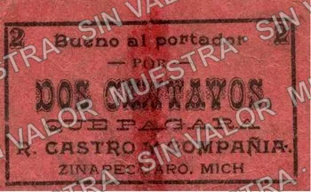 10 centavos, Compañía de Luz y Fuerza Eléctrica (M3160), reverso (M3160.7 2c La Brisa Veracruzana)