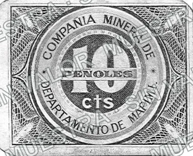 10 centavos, Compañía Minera de Peñoles (M704), anverso (M704 10c Compañía Minera de Peñoles)