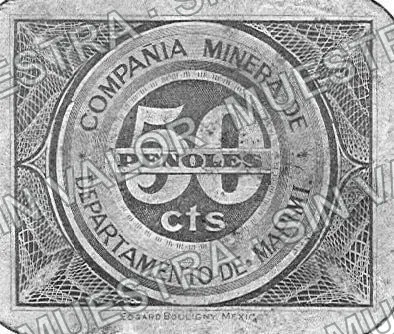 10 centavos, Compañía Minera de Peñoles (M704), anverso (M704.2 50c Compañía Minera de Peñoles)