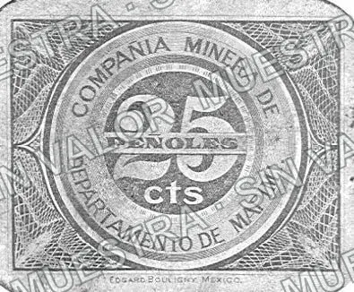 10 centavos, Compañía Minera de Peñoles (M704), anverso (M704.1 25c Compañía Minera de Peñoles)
