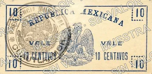 10 centavos, Distrito de Cuautla (M3188), M3188 10c Distrito de Cuautla, reverso