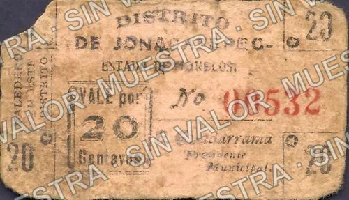 10 centavos, Distrito de Jonacatepec (M3224), M3224 10c Distrito de Jonacatepec, anverso