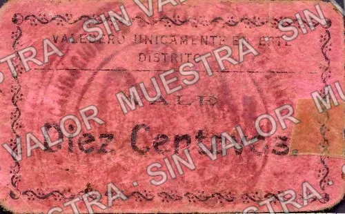 10 centavos, Distrito de Matamoros (M3550), reverso