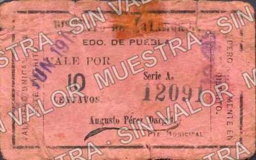 10 centavos, Distrito de Matamoros (M3559), M3559a 10c Distrito de Matamoros, anverso