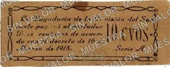 10 centavos, Divsión del Suroeste (M1894), M1894 10c Divsión del Suroeste, anverso