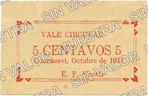 10 centavos, E. F. Knotts (M1550), M1550 10c E. F. Knotts, anverso