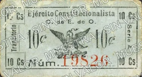 10 centavos, Ejército Constitucionalista (M3517), anverso