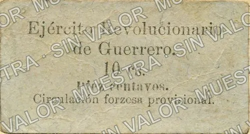 10 centavos, Ejército Revolucionario de Guerrero (M1879), anverso (M1879 10c Ejército Revolucionario de Guerrero)