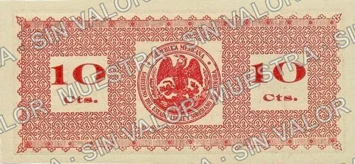 10 centavos, El Estado de SonoraPosition A - Mountain seal 1 (M3812), reverso