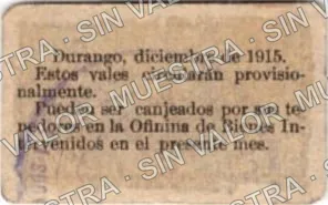 10 centavos, Empresa de Tranvias de Durango (M1536), M1536 10c Empresa de Tranvias de Durango, reverso