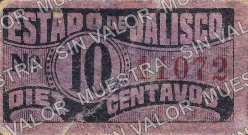 10 centavos, Estado de Jalisco (M2310), M2310 10c Estado de Jalisco, anverso